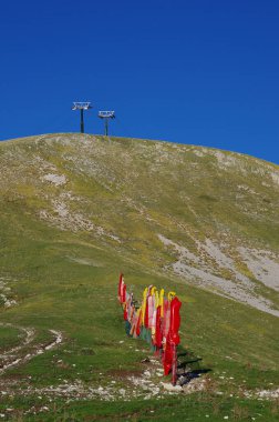 Duca degli Abruzzi Otel Campo Imperatore, Gran Sasso, Abruzzo yakınlarına gelen teleferik bölümü.