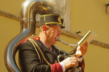 Cocullo - Abruzzo - Some members of the band accompanying the procession