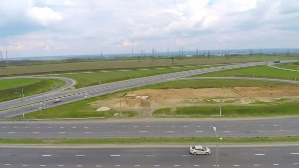 Widok z lotu ptaka z autostrada, autostrada, autostrada. HD. — Wideo stockowe