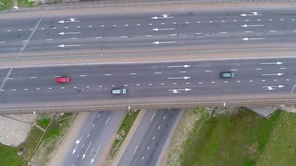 Aerial View of Driving Car on a road. — Stock Video