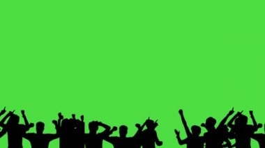 Kalabalık yeşil ekranda dans fanlar. Eller yukarı Zıplama, konser, dans,.