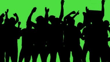 Kalabalık yeşil ekranda dans fanlar. Eller yukarı Zıplama, konser, dans,.