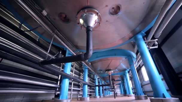 Tanks, storages at food and drinks production line. — Stock Video