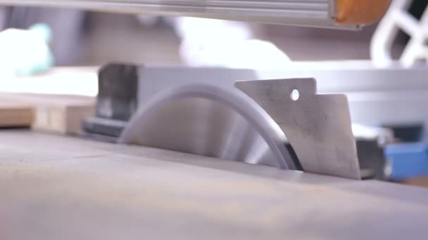 Corte de madeiraem serra circular de mesa robótica automatizada . — Vídeo de Stock