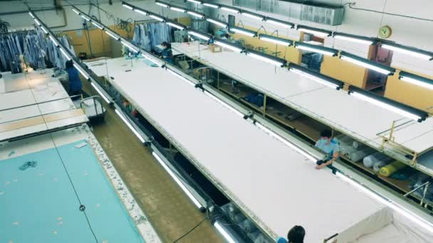 의류 공장에서 일하는 여성 고용인들의 빠른 움직임 — 비디오