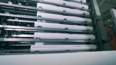 Kağıt ruloları otomatik olarak kağıt fabrikasındaki özel bir makineye yerleştiriliyor.