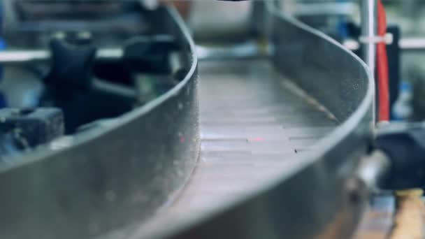 Waffle çubukları endüstriyel taşıyıcıdan geçiyor. — Stok video