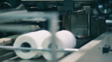 Bir üretim bandında tuvalet kağıdı paketleme makinesi