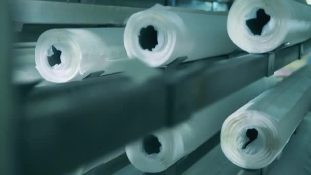 Dikey kağıt rulo taşıyıcısının yakın çekim görüntüsü — Stok video