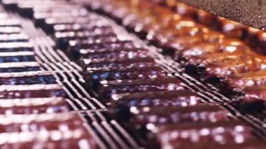 Şekerleme taşıyıcısı üzerine şekerleme kaplanıyor.