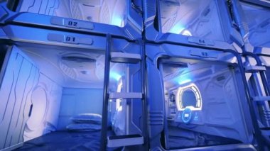 Birden fazla boş odası olan kapsül otel.