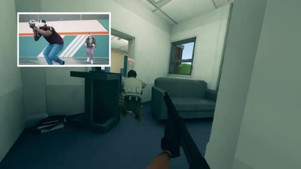 Juego de realidad 3D con dos jugadores en la pantalla separada — Vídeo de stock