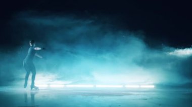 Bir artistik patinajcı tarafından yapılan tek bir atlayışın yavaş hareketi