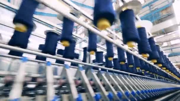 Sewing machinery complex with multiple thread spools — Stock Video