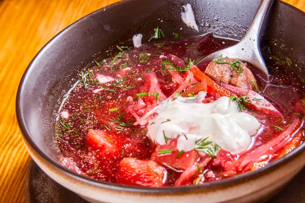 Borscht. Ukrainian beetroot soup — Stock Image Borscht. Ukrainian beetroot soup Stock Image