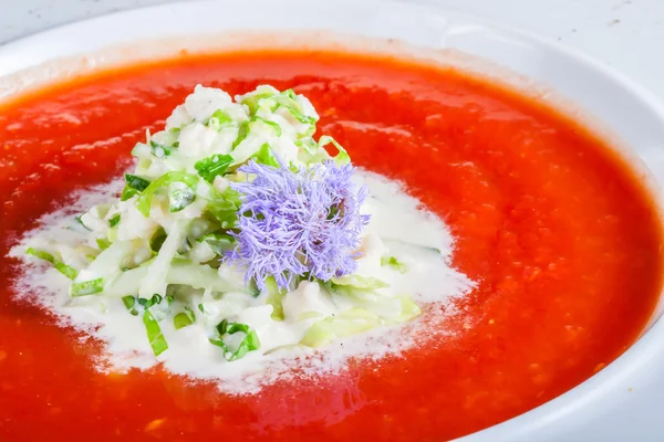 Gazpacho. Soupe espagnole à base de tomates — Photo