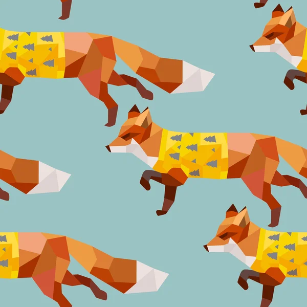 可爱的多边形狐狸在 t 恤 — 图库矢量图片