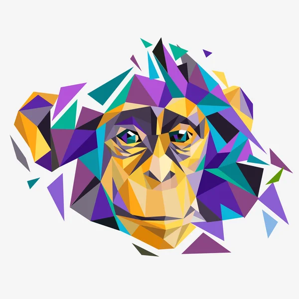 Carino faccia di scimmia poligono — Vettoriale Stock