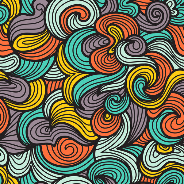 Colorful doodle waves