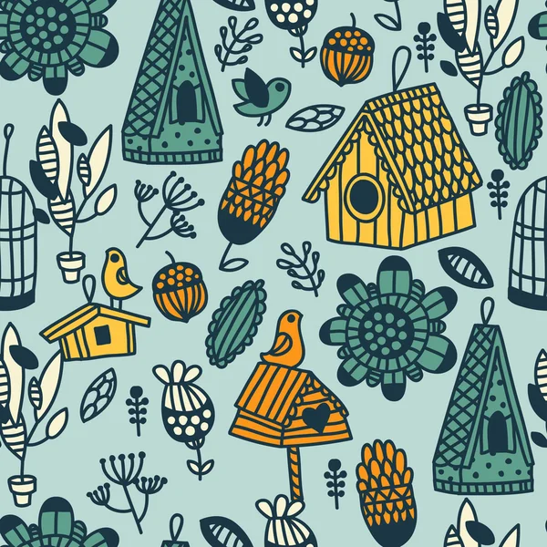 Desenhos animados bonito birdhouses — Vetor de Stock