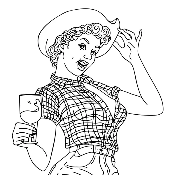 Quente pin up vaca menina — Vetor de Stock