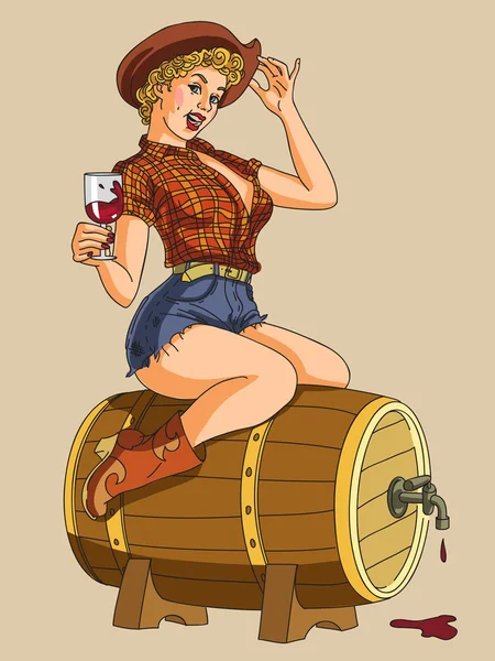 Sexiga pin-up cow girl — Stock vektor