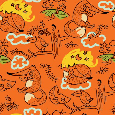 Tilki ve kargalar arka plan