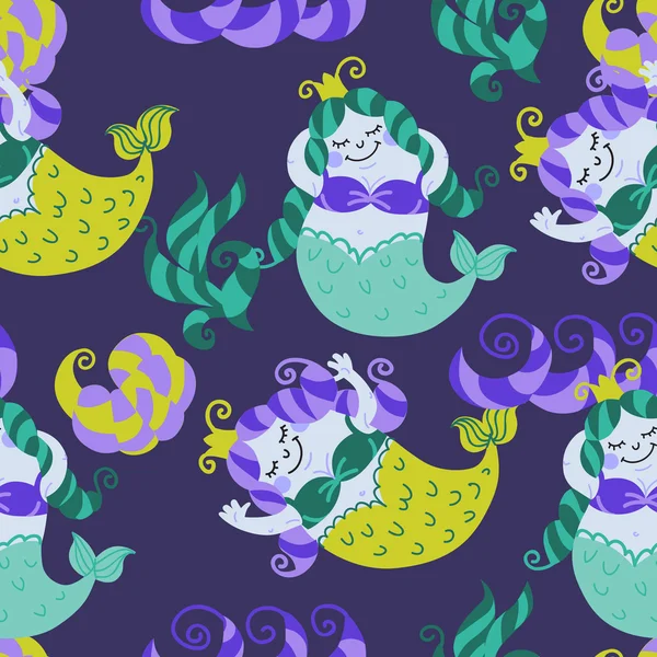 Mermaids seamless background — Stock Vector