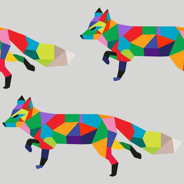 Cute foxes polygon print — Stock Vector
