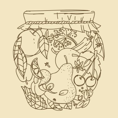 Meyve reçel kavanoz içinde