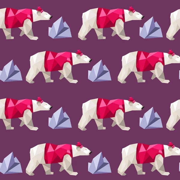 Polygon polar bears with hats — Stock Vector
