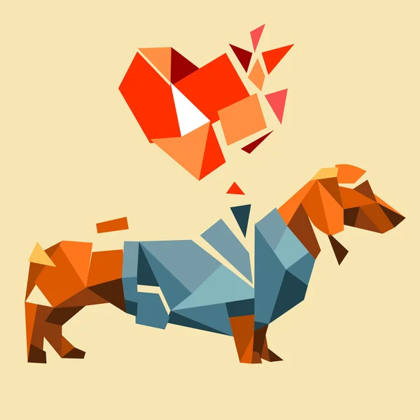 Πολύγωνο είδος γερμανικού κυνηγετικού σκύλου και της καρδιάς — Διανυσματικό Αρχείο