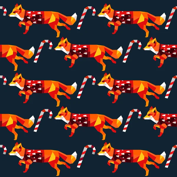 Cute polygon  foxes print — Stock Vector