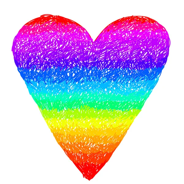 Doodle regenboog hart — Stockvector