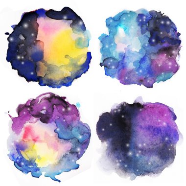 Set of watercolor colorful stains clipart