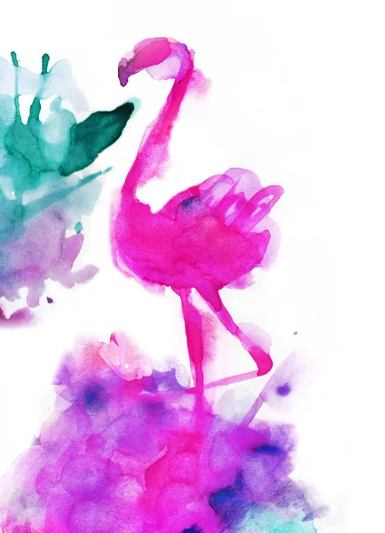 Abstrakt akvarel flamingo - Stock-foto