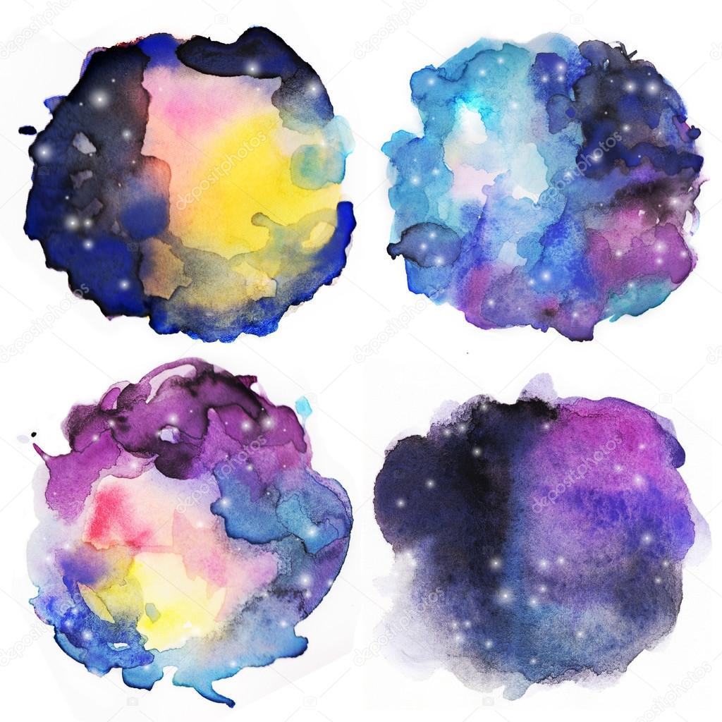 Set of watercolor colorful stains
