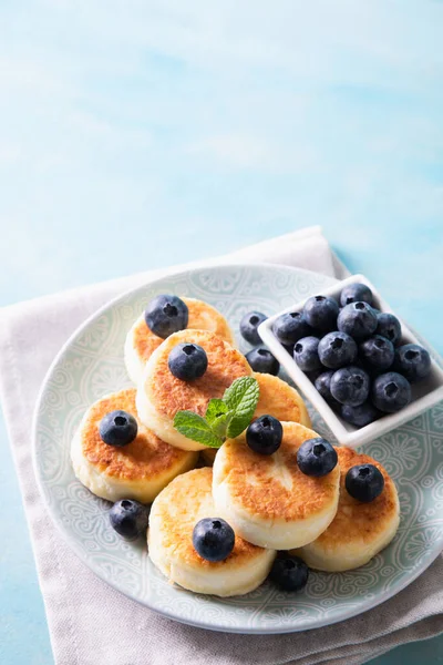 Quark Pfannkuchen Käsekuchen Aus Hüttenkäse Leckeres Frühstück Traditionelle Russische Süße — Stockfoto