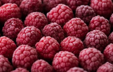 Dondurulmuş ahududu siyah arka plan üzerine. Soğuk berry