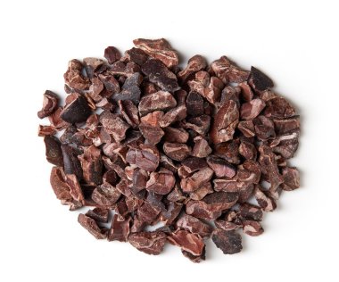 Heap of cacao nibs on white background clipart
