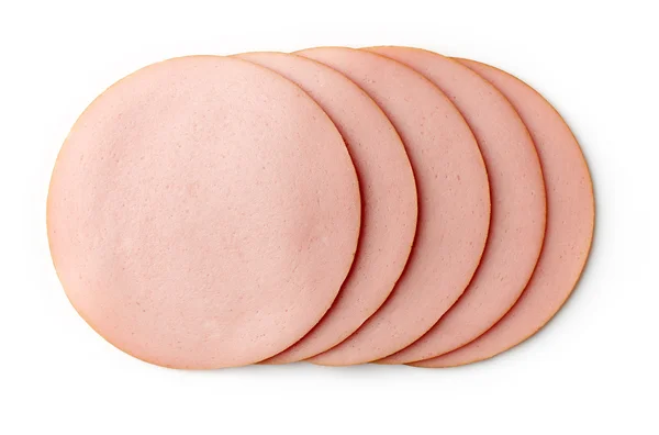 Boiled ham sausage isolated on white background — Stock Photo, Image