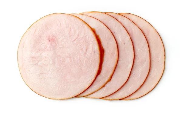 Sliced turkey ham on white background — Stock Photo, Image