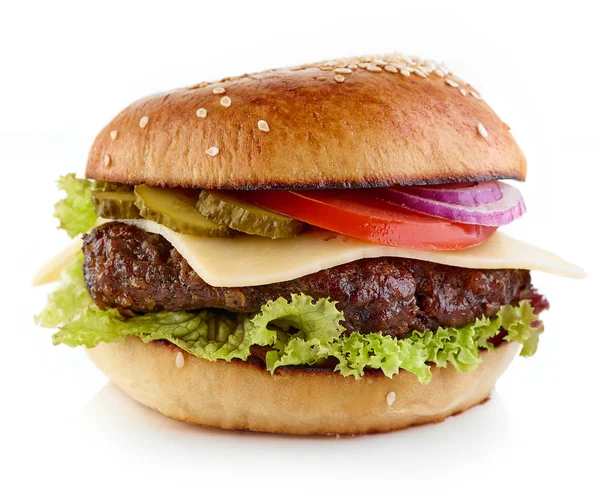 Cheeseburger σε άσπρο φόντο — Φωτογραφία Αρχείου