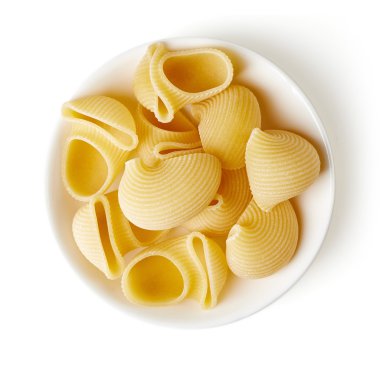 makarna yukarıdan beyaz izole kase