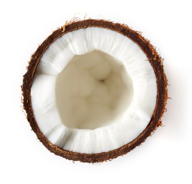 Hindistan cevizi yakın çekim üzerinde beyaz izole