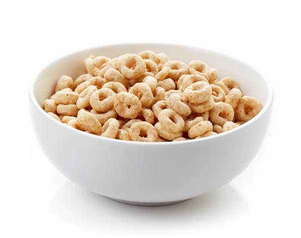 Ciotola di cereali integrali Cheerios Cereale isolato su bianco — Foto Stock