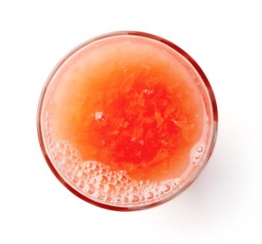 bardak taze greyfurt suyu yukarıdan beyaz izole