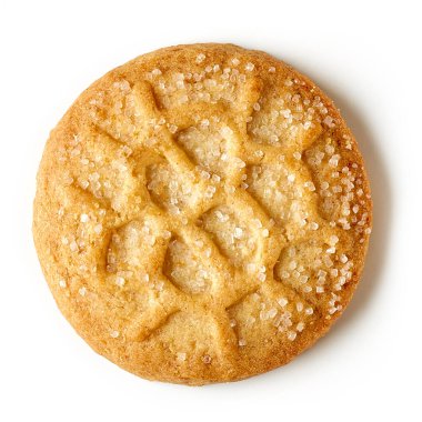 Danimarka kurabiyesi beyaz arkaplanda izole edilmiş, üst görünüm