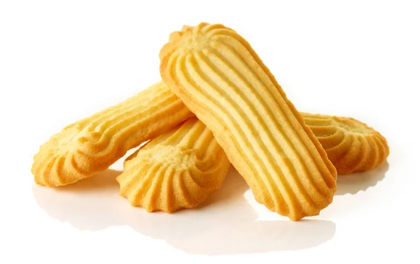 Montón Galletas Mantequilla Aisladas Sobre Fondo Blanco — Foto de Stock