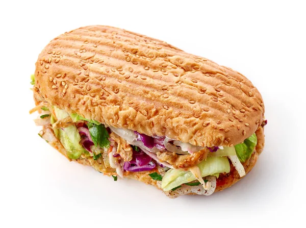 Сэндвич Кебабом Белом Фоне — стоковое фото